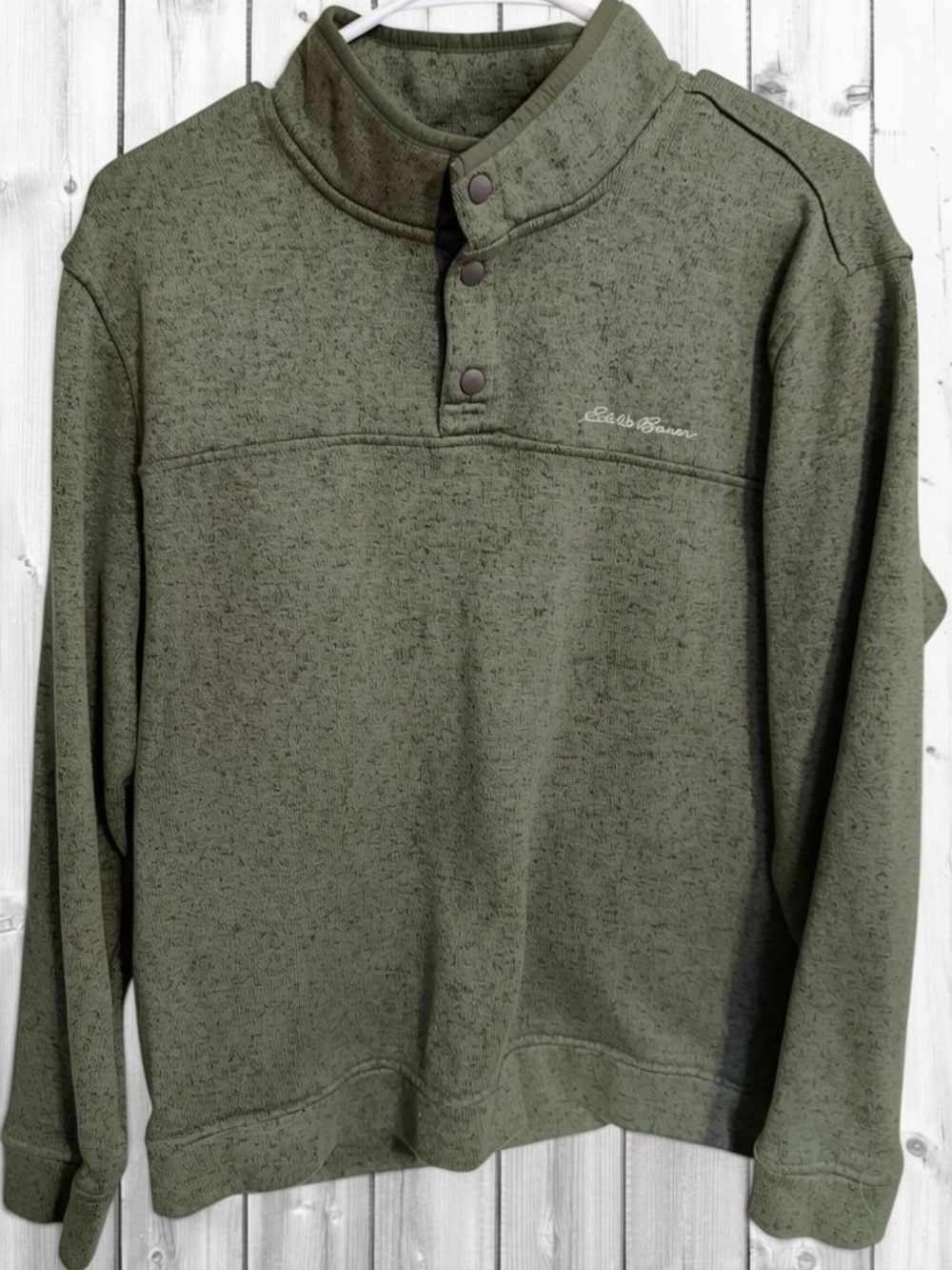Eddie Bauer Olive Green Quarter-Snap Pullover Sweatshirt